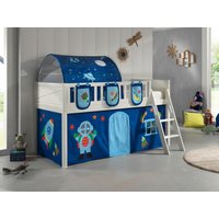 VIPACK - Spielbett SCOTT, LF 90 x 200 cm, mit Rolllattenrost, Leiter und Textilset Vorhang, Tunnel u von vipack