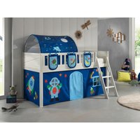 Spielbett SCOTT, 90x200 cm, mit Lattenrost, Leiter, Textilset Vorhang, Tunnel, 3 Taschen "Astro" von vipack