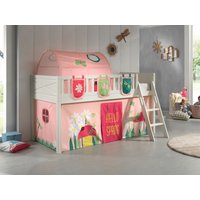 VIPACK - Spielbett SCOTT, LF 90 x 200 cm, mit Rolllattenrost, Leiter und Textilset Vorhang, Tunnel u von vipack