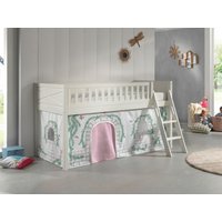 VIPACK - Spielbett SCOTT, LF 90 x 200 cm, mit Rolllattenrost, Leiter und Textilset Vorhang "Birdy" von vipack