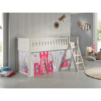 Spielbett SCOTT, LF 90 x 200 cm, mit Rolllattenrost, Leiter und Textilset Vorhang "Princess" von vipack