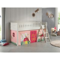 Spielbett SCOTT, LF 90 x 200 cm, mit Rolllattenrost, Leiter und Textilset Vorhang "Spring" von vipack