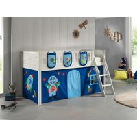 Spielbett SCOTT, 90x200 cm, mit Lattenrost, Leiter, Textilset Vorhang, 3 Taschen "Astro" von vipack
