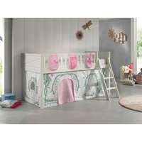 Spielbett SCOTT, 90x200 cm, mit Lattenrost, Leiter, Textilset Vorhang, 3 Taschen "Birdy" von vipack