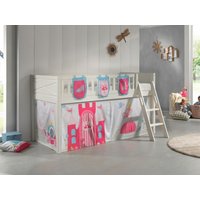 Spielbett SCOTT, 90x200 cm, mit Lattenrost, Leiter, Textilset Vorhang, 3 Taschen "Princess" von vipack