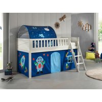Spielbett SCOTT, LF 90 x 200 cm, mit Rolllattenrost, Leiter und Textilset Vorhang und Tunnel "Astro" von vipack
