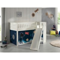 Spielbett SCOTT, 90x200 cm, mit Lattenrost, Rutsche, Leiter, "Space Shuttle", weiß lackiert von vipack
