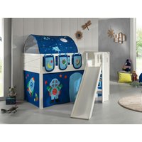 VIPACK - Spielbett SCOTT, LF 90 x 200 cm, mit Rolllattenrost, Rutsche, Leiter und Textilset Vorhang, von vipack