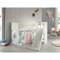Spielbett SCOTT, LF 90 x 200 cm, mit Rolllattenrost, Rutsche, Leiter und Textilset Vorhang "Birdy" von vipack