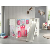 Spielbett SCOTT, 90x200 cm, mit Lattenrost, Rutsche, Leiter, Vorhang, 3 Taschen "Princess" von vipack