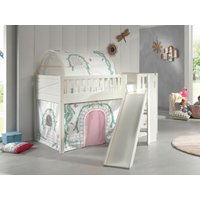 Spielbett SCOTT, 90x200 cm, mit Lattenrost, Rutsche, Leiter, Textilset Vorhang, Tunnel "Birdy" von vipack