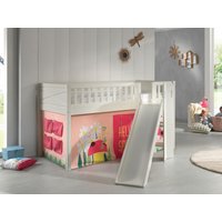 Spielbett SCOTT, LF 90 x 200 cm, mit Rolllattenrost, Rutsche, Leiter und Textilset Vorhang "Spring" von vipack