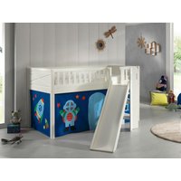 VIPACK - Spielbett SCOTT, LF 90 x 200 cm, mit Rolllattenrost, Rutsche, Leiter und Textilset Vorhang von vipack