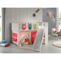 Spielbett SCOTT, 90x200 cm, mit Lattenrost, Rutsche, Leiter, Textilset Vorhang, 3 Taschen "Spring" von vipack