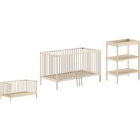 Vipack Babymöbel-Set "Dino ist das ideale Start Set für Ihr Kind aus massiver Buche" 2 Stk. tlg. Baby-/Juniorbett u. Wickelregal inkl. wahlweise in 3 Farben erhältlich von vipack