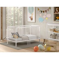 Vipack - DINO Baby-/Juniorbett 70 x 140 cm, höhenverst. Lattenrost, Buche massiv weiß lackiert von vipack