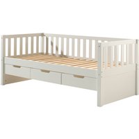 Vipack Einzelbett "mit Schubladen, Kiefer massiv, viel Stauraum und zeitloses Design" B/H/T ca. 211,2x85,5x97,8cm, Ausf. Milky Pine oder Weiß, inkl. Rolllattenrost, mit oder ohne Bettschublade von vipack