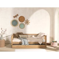 Home affaire Einzelbett "Forrest 90/200 aus massiver Eiche, Oberfläche geölt, stabil gebaut", (B/H/T ca. 207,5x68x97,5cm, inkl. Massivholz Rolllattenrost), aus massiver Eiche geölt, LF 90x200 cm, wahlweise mit Bettschublade von home affaire