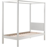 Vipack Himmelbett "Pino, Kiefer massiv weiß lackiert, Made in Europe, zeitloses Design", (B/H/T ca. 208x191x148cm, inkl. Rolllattenrost, 2 Breiten zur Auswahl), wahlweise mit Textil-Himmel von vipack