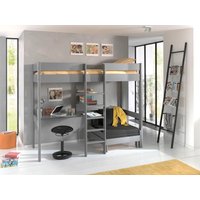 Vipack Hochbett "Pino, Kiefer massiv, viel Funktion auf kleinem Raum, Made in Europe", (B/H/T ca. 208x175x105/206cm, inkl. Schlafsessel, Schreibtisch, Regal), inkl. Rolllattenrost, Absturzschutz oben, 2 Farben zur Auswahl von vipack