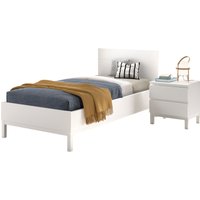 Vipack Jugendzimmer-Set "Artikel-Set best. aus Einzelbett 90/200, Nachtkonsole mit 2 Schubladen", (2 tlg.), in gradlinigem Design, pflegeleichte lackierte Oberfläche in Weiß von vipack