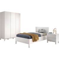 Vipack Jugendzimmer-Set "Set best. aus Einzelbett 90/200, Nachtkonsole, Kleiderschrank 3-trg." 3 Stk. tlg. in gradlinigem Design, pflegeleichte lackierte Oberfläche in Weiß von vipack