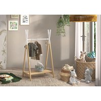 Vipack Kleiderständer "Kiddy, die ideale Hängemöglichkeit für das Kinderzimmer", (B/H/T ca. 74x131,8x50cm, Kleiderstange ca. 70 cm, stabil gebaut), mit Hängemöglichkeit und Schuhablage, Kiefermassiv natur/weiß von vipack