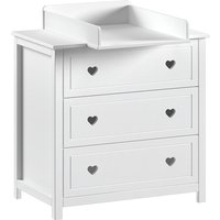 Vipack Kommode "Amori mit 3 geräumigen Schubladen, hier haben Sie alles griffbereit" 2 Stk. tlg. inkl. Wickelaufsatz aus massiver Kiefer, Kommode aus MDF weiß lackiert von vipack