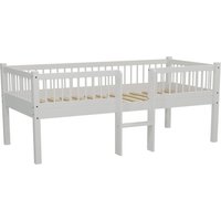 Vipack Massivholzbett "Forrest Massivholzbett Made in Europe, stabil und hochwertig gebaut" 90/200 cm, mit Rollrost und Leiter, seitenverkehrt montierbar von vipack