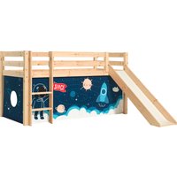Vipack Spielbett "Vipack Pino", Hochbett mit Textil-Set, inkl. Rolllattenrost, Leiter und Rutsche von vipack
