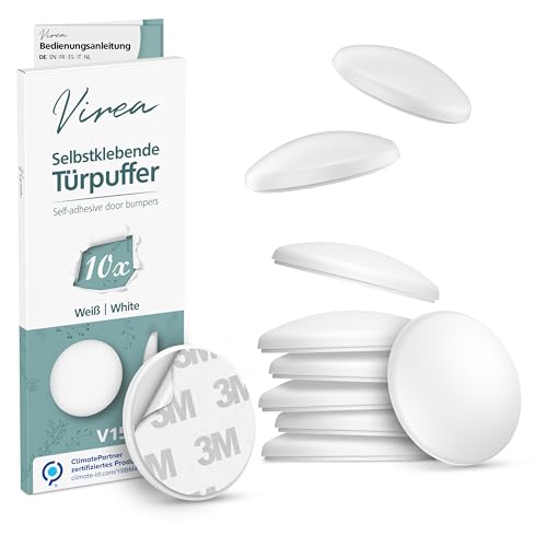 virea 10 x Türstopper 40 x 8 mm Weiß - - Selbstklebende Türpuffer - - Elastische Wandpuffer - - Zum Schutz von Wänden und Möbeln - - Wand-Stopper in dezentem Design - - Türgriff-Puffer von virea