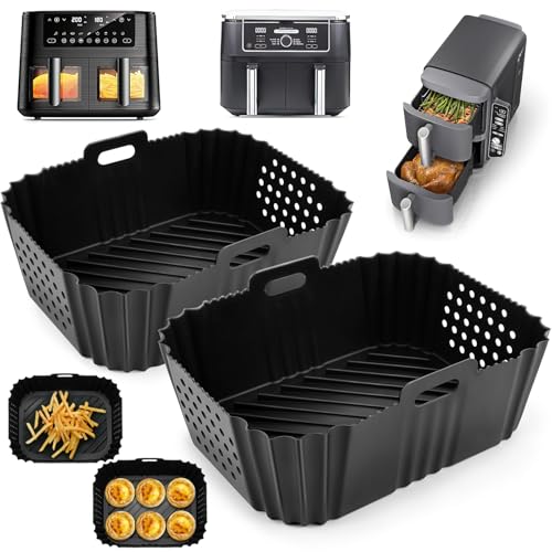 VIRIECH Airfryer Silikonform Zubehör für Ninja Double Stack XL Heißluftfritteuse SL401 SL400, 2 Stück wiederverwendbare Heißluftfritteuse Zubehör (2 Stück Heißluftfritteuse Zubehör) von viriech