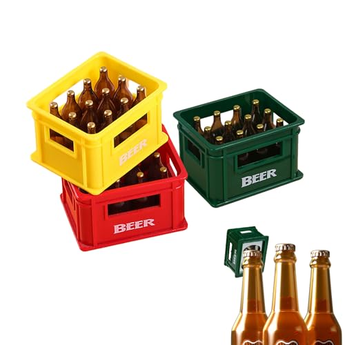 virkwuy 3 Stück Bieröffner, Flaschenöffner Lustig, Flaschenöffner mit Magnet Bierkiste, Mini-Weinkiste für Flaschenöffnungsfunktion, Heimdekoration, Geeignet zum Öffnen von Bierflaschenverschlüssen von virkwuy