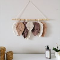 Achter Set | Blatt Wandbehang Makramee Raumdekor Boho Muttertagsgeschenk Dekor Express Versand 3 Tage von vivianedecor
