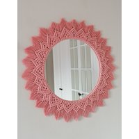 Blush Pink Makramee Spiegel | Baby Mädchen Zimmer Dekor Boho Wohndekoration Handgemachter Für Babyparty Express Versand | 1-3 Tage von vivianedecor