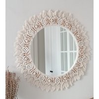 Großer Perlenspiegel | Weiss Wand Dekor Housewarming Und Muttertagsgeschenk Wohnzimmer Boho Spiegel Express Versand | 1-3 Tage von vivianedecor