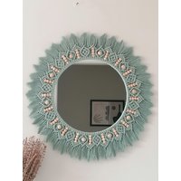 Grüner Perlenspiegel | Kinderzimmer Wanddekoration Housewarming Und Muttertagsgeschenk Wohnzimmer Dekor Boho Spiegel Express Versand von vivianedecor
