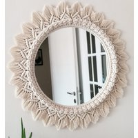 Handgemachter Makramee-Spiegel | Wanddekoration Housewarming Und Muttertagsgeschenk Boho Wohndekor Spiegel Express Versand | 1-3 Tage von vivianedecor