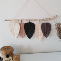 Latte Bronze Makramee Blatt Wandbehang | Im Boho Stil L Wanddekor Für Schlafzimmer Oben Bettkunst Geschenk Zuhause von vivianedecor