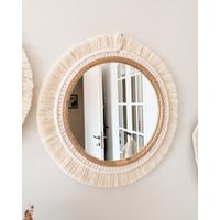 Soft Rope Makramee Spiegel | Weiss Wand Dekor Einweihungsparty Und Geburtstagsgeschenk Wohnzimmer Boho Schneller Versand | 1-3 Tage von vivianedecor