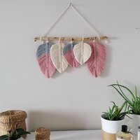Rosa Makramee Blatt Wandbehang | Makramee-Baby-Mädchen-Raum-Dekor Boho Baby-Dusche-Geschenk Dekor Express Versand 3 Tage von vivianedecor