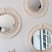 Set Makramee Wandspiegel, Rabatt-Set Makramé-Dekor, Boho Spiegel, Schlafzimmerdekor, Wohnkultur, Schneller Versand von vivianedecor