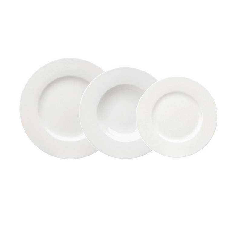 vivo Villeroy & Boch Group Geschirr-Set Basic White Starter Teller Set 12tlg. (12-tlg), 4 Personen, Porzellan von vivo Villeroy & Boch Group