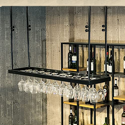 vkeid Hängendes Weinregal, Metalldecken-Flaschenregal, dekorieren Vintage-Weinaufbewahrungshalter mit Stielglas-Ablage für Unterschrank, Küche, Bar/140 x 30 cm (140 x 30 cm) (60 x 30 cm) von vkeid