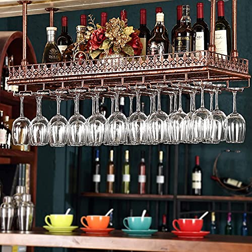 vkeid Vintage Weinflaschenhalter Weinregal Metall Wandmontage Decke Hängendes Weinglasregal Dekoration Regal Bar Restaurants Küche/a/120 * 35 cm (A 120 * 35 cm) (A 120 * 35 cm) von vkeid