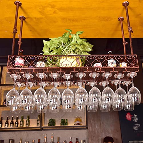 vkeid Weinregal, an der Decke hängender Weinglashalter, Vintage-Weinflaschenhalter, rustikaler Wand-Weinhalter, Stielglas-Regal, höhenverstellbar, Bronze/60 x 25 cm (120 x 25 cm) (80 x 25 cm) von vkeid