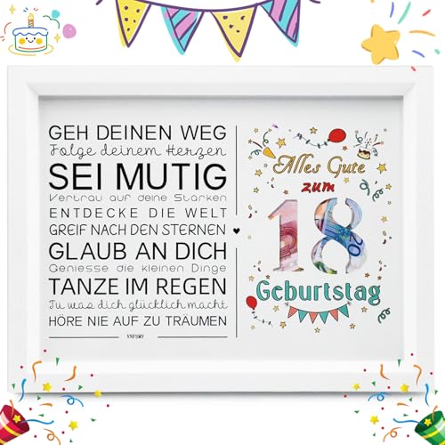 18th Birthday Girl Boy, Money Gifts for 18th Birthday, Money Gift Birthday Picture Frame, Gifts for 18th Birthday Girl Boy, Funny Money, Picture Frame for 18th Birthday Decoration Money Gifts(White) von vnfsmy