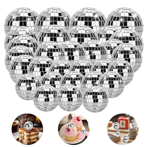30 Stück Disco Spiegel Ball, Silber Hängekugel Spiegelkugel, Glänzend Discokugel Klein, Mini Discokugel Deko, Kleine Discokugeln zum Aufhängen für Weihnachtsbaum Party Hochzeit Deko, Kuchendekoration, 30 Stück Disco Spiegel Ball, Silber Hängekugel Spiegelkugel, Glänzend Discokugel Klein, Mini Discokugel Deko, Kleine Discokugeln zum Aufhängen für Weihnachtsbaum Party Hochzeit Deko, Kuchendekoration, von vnfsmy