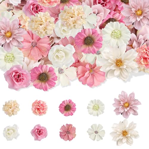 50 Stück Kunstblumen zum Basteln, Mini Künstliche, Rosa Weiß Künstlich Blütenköpfe, 4~8cm Stoffblumen, Tortendeko Blumen, Kunstblumen Deko für DIY Basteln Scrapbooking Hochzeit Party Home Handwerk 50 Stück Kunstblumen zum Basteln, Mini Künstliche, Rosa Weiß Künstlich Blütenköpfe, 4~8cm Stoffblumen, Tortendeko Blumen, Kunstblumen Deko für DIY Basteln Scrapbooking Hochzeit Party Home Handwerk von vnfsmy