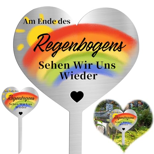 Grabschmuck Wetterfest, Grabstecker Metall Herz, Grabstecker Edelstahl Herz, Grabdekoration, mit AM Ende des regenbogens Sehen Wir Uns Wieder, Grabdekoration Wetterfest Frostbeständig, Andenken Grabschmuck Wetterfest, Grabstecker Metall Herz, Grabstecker Edelstahl Herz, Grabdekoration, mit AM Ende des regenbogens Sehen Wir Uns Wieder, Grabdekoration Wetterfest Frostbeständig, Andenken von vnfsmy